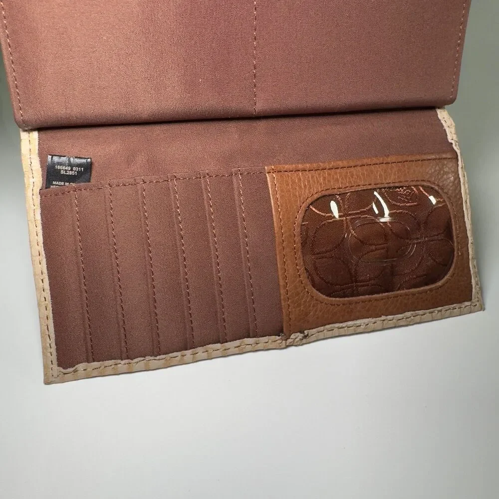Fossil Wallet Brown Leather Snake Skin Pattern Card Holder Zipper Pockets NWOT